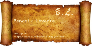 Bencsik Levente névjegykártya